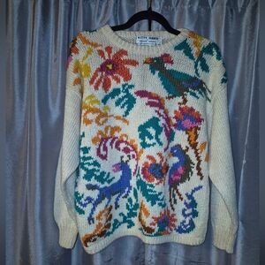 Vintage Multicolor Floral Knit Sweater